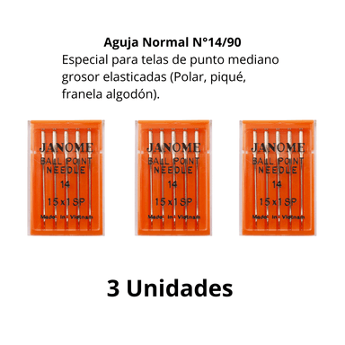 AGUJAS PARA MAQUINA – N°14 PUNTA DE BOLA (3 CAJAS) - 2