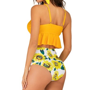 BIKINI TIRO ALTO TOP RUFFLE PALO ROSA - 2