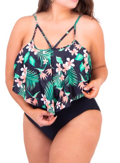 BIKINI TIRO ALTO FLORAL CRUZADO - 1