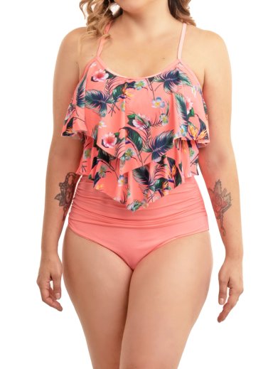 BIKINI TIRO ALTO TOP VUELOS MAORI PINK FLORAL - 1