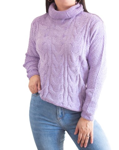 SWEATER MUJER TRENZADO INVIERNO CHENILLE COLORES - - 1