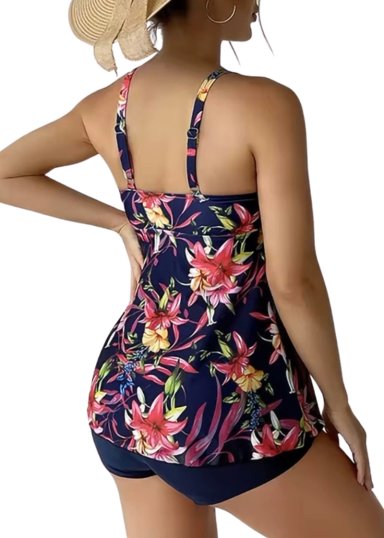 TANKINI MUJER SHORT KORA AZUL Y ROSA - 2