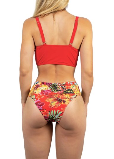 BIKINI TIRO ALTO + SALIDA PLAYA RED TROPICAL - 3