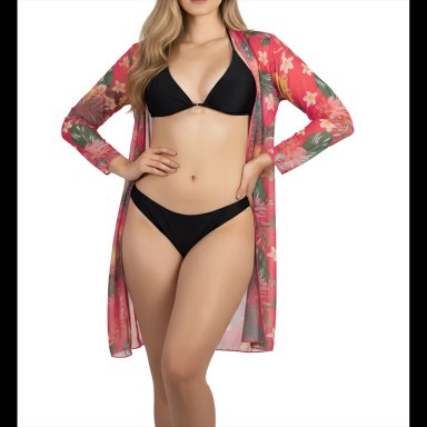 KIMONO PLAYA ESTAMPADO TROPICAL ROSA - 1