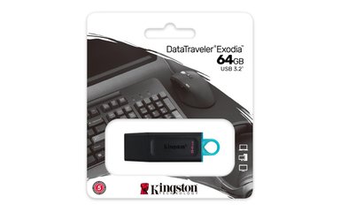 PENDRIVE KINGSTON DATATRAVELER EXODIA USB 64 GB USB TIPO A NEGRO Y TURQUESA - 5