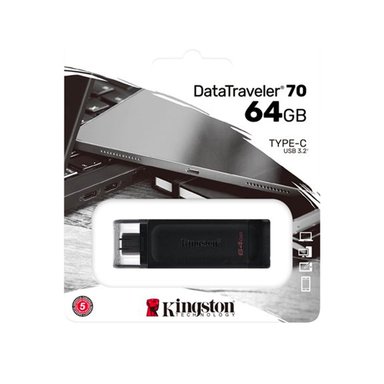 PENDRIVE KINGSTON DATATRAVELER 70 USB 64 GB USB TIPO C 3.2 GEN 1 NEGRO - 2