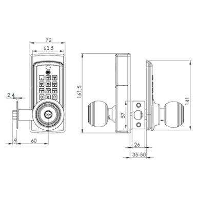 CERRADURA ODIS DIGITAL CON POMO 6500 - PLATA - 5