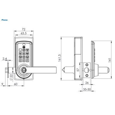 CERRADURA ODIS DIGITAL CON MANILLA 6600 - NEGRO - 3