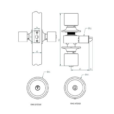 CERRADURA ODIS CILÍNDRICA 205 DORMITORIO - PLATA - 8