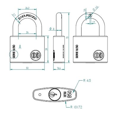 PACK ODIS 3 CANDADOS B50 50 MM LLAVES IGUALES - 3