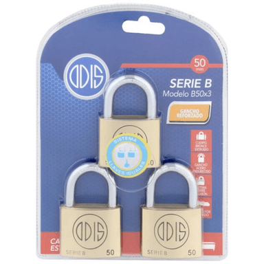 PACK ODIS 3 CANDADOS B50 50 MM LLAVES IGUALES - 6
