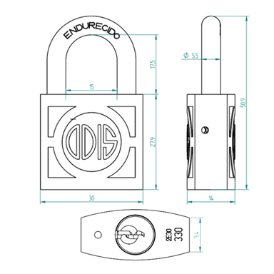 CANDADO ODIS 330 30 MM BRONCE FORJADO - 4