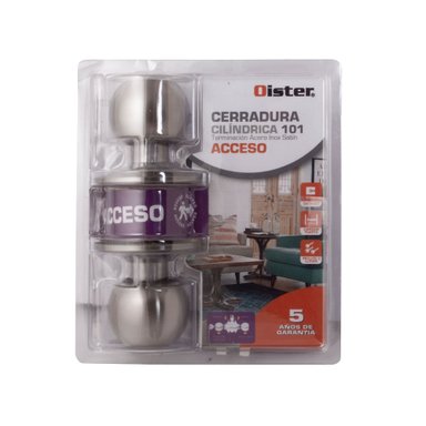 CERRADURA OISTER CILÍNDRICA 101 ACCESO - PLATA SATIN - 7