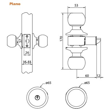 CERRADURA OISTER CILÍNDRICA 101 BAÑO - PLATA SATIN - 4