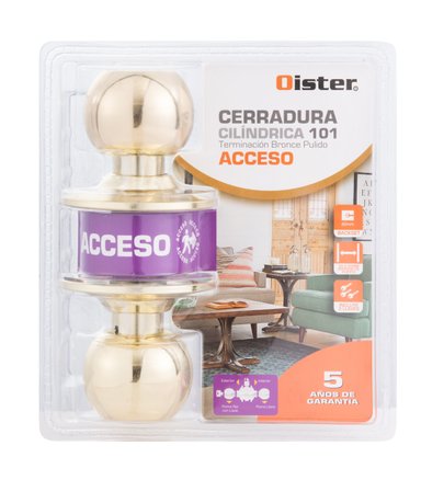 CERRADURA OISTER CILÍNDRICA 101 ACCESO - BRONCE PULIDO - 9