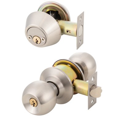 KIT OISTER CERRADURA CILÍNDRICA ACCESO + CERROJO TUBULAR LLAVE-LLAVE PLATA - 2