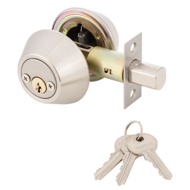 KIT OISTER CERRADURA CILÍNDRICA ACCESO + CERROJO TUBULAR LLAVE-LLAVE PLATA - 6