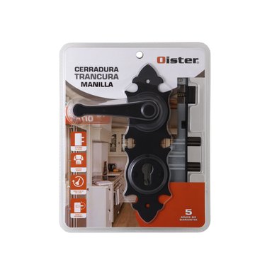 CERRADURA EMBUTIR CON PLACA OISTER TRANCURA MANILLA INTERIOR NEGRO - 4