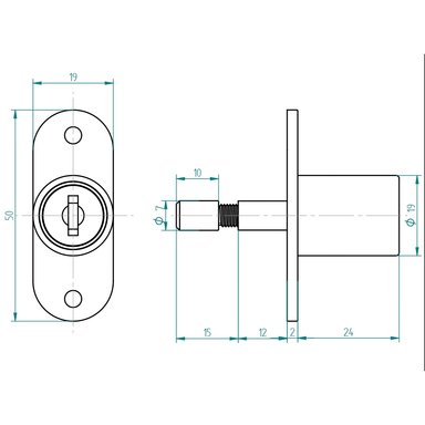 CERRADURA ODIS MUEBLES CORREDERA 2460-1924 PLATA - 4