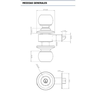 CERRADURA CILÍNDRICA OISTER 101 DORMITORIO BRONCE PULIDO - 4