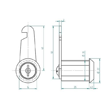 CERRADURA ODIS MUEBLES PUERTA 2102-1925 PLATA - 4