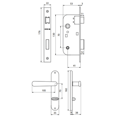 CERRADURA ODIS EMBUTIR SIMONA 7040 BAÑO - BRONCE - 5