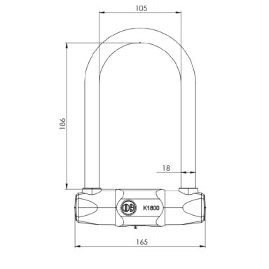 CANDADO ODIS PARA BICICLETA U LOCK K1800 18X186 MM GRAFITO LLAVE DISCO - 6