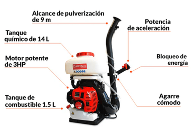FUMIGADOR TOMAHAWK POWER CMD65 PULVERIZADOR CON MOTOR 14L 63.3 CC 3 HP - 2