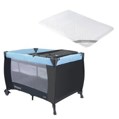 CUNA PLAYARD LYRA AZUL + COLCHON DE VIAJE PLEGABLE - 1