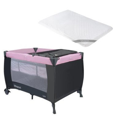 CUNA PLAYARD LYRA ROSADO + COLCHON DE VIAJE PLEGABLE - 1