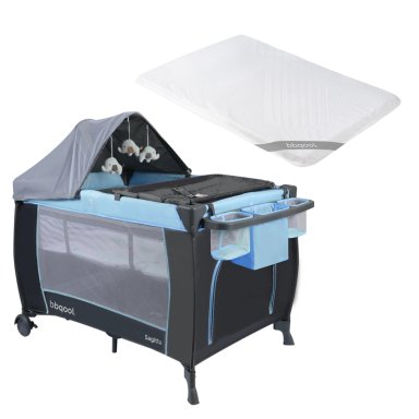 CUNA PLAYARD SAGITTA AZUL + COLCHON DE VIAJE PLEGABLE - 1