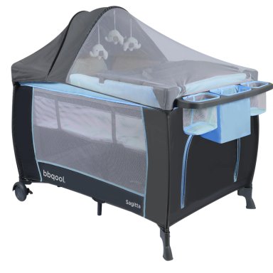 CUNA PLAYARD SAGITTA AZUL + COLCHON DE VIAJE PLEGABLE - 3