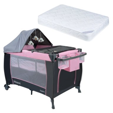 CUNA PLAYARD SAGITTA ROSADO + COLCHON DE ESPUMA - 1