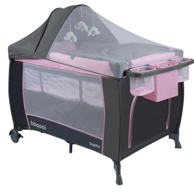CUNA PLAYARD SAGITTA ROSADO + COLCHON DE ESPUMA - 2