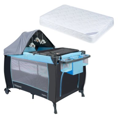 CUNA PLAYARD SAGITTA AZUL + COLCHON DE ESPUMA - 1