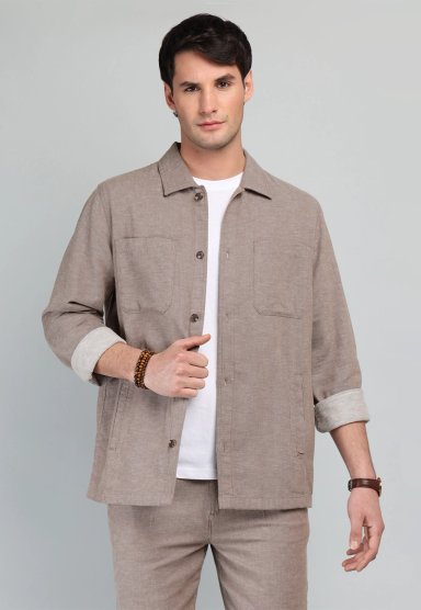 SOBRECAMISA DE ALGODON Y LINO ARROW - 1
