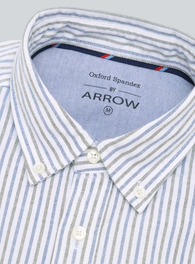 CAMISA OXFORD SPANDEX REGULAR FIT VERDE ARROW - 5