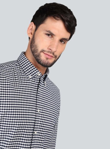 CAMISA OXFORD SPANDEX REGULAR FIT AZUL ARROW - 3