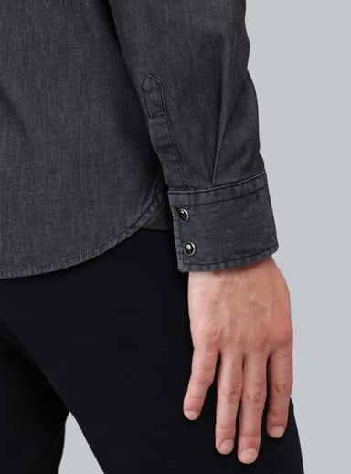 CAMISA DENIM STONE WASH REGULAR FIT NEGRO ARROW - 6