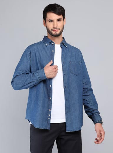 CAMISA DENIM REGULAR FIT AZUL ARROW - 1