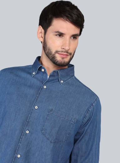 CAMISA DENIM REGULAR FIT AZUL ARROW - 3