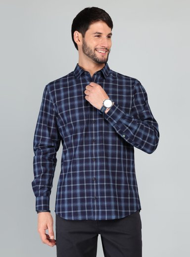 CAMISA A CUADROS REGULAR FIT AZUL ARROW - 1