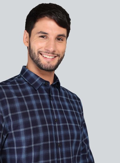 CAMISA A CUADROS REGULAR FIT AZUL ARROW - 3
