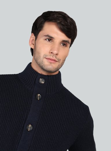 CARDIGAN CUELLO ALTO REGULAR FIT AZUL ARROW - 3