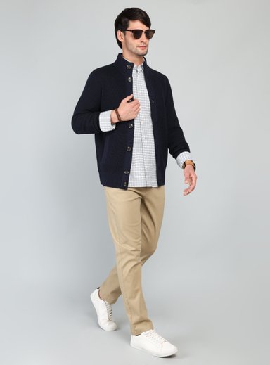 CARDIGAN CUELLO ALTO REGULAR FIT AZUL ARROW - 4