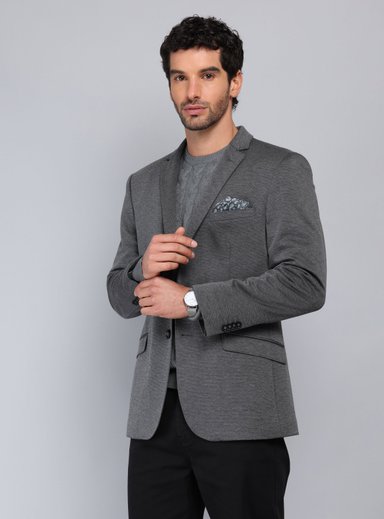 BLAZER TEXTURADO SPANDEX TAILORED FIT GRIS PIERO BUTTI - 1