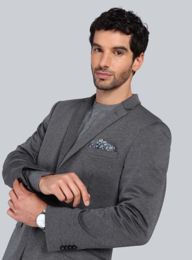 BLAZER TEXTURADO SPANDEX TAILORED FIT GRIS PIERO BUTTI - 3
