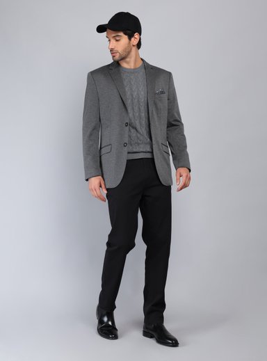 BLAZER TEXTURADO SPANDEX TAILORED FIT GRIS PIERO BUTTI - 4