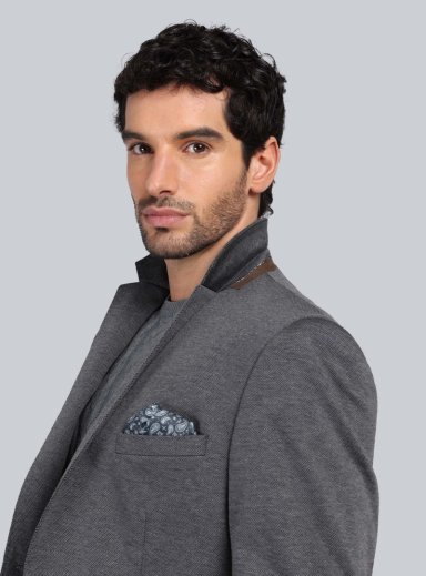BLAZER TEXTURADO SPANDEX TAILORED FIT GRIS PIERO BUTTI - 5