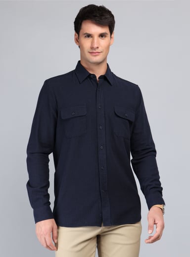 CAMISA TEXTURADA REGULAR FIT AZUL MARINO ARROW - 1